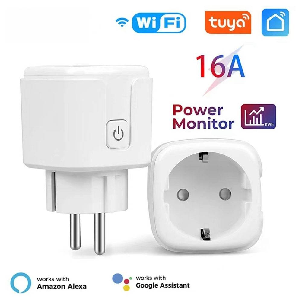 Smart WLAN Steckdose Timer mit Sprachsteuerung Wifi Plug Tuya Alexa Google kompatibel, App Steuerung, 16A Home Socket