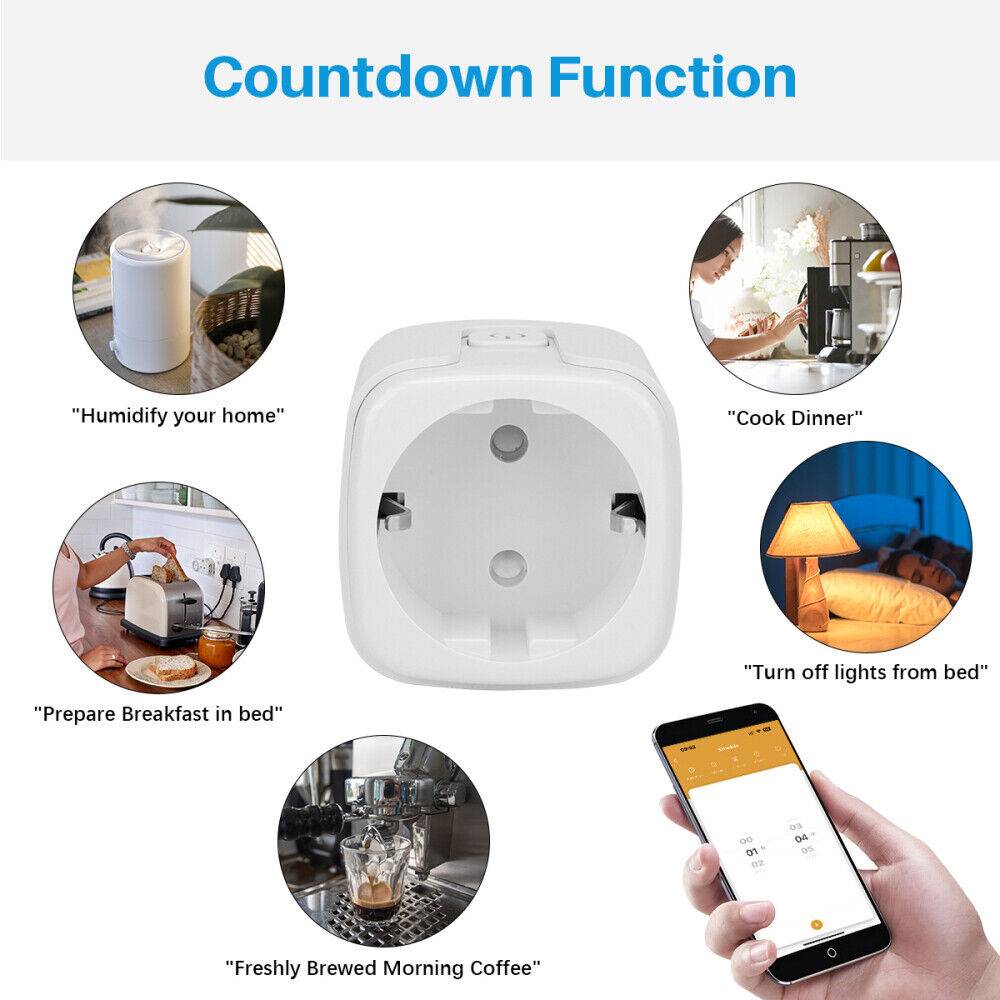 Smart WLAN Steckdose Timer mit Sprachsteuerung Wifi Plug Tuya Alexa Google kompatibel, App Steuerung, 16A Home Socket