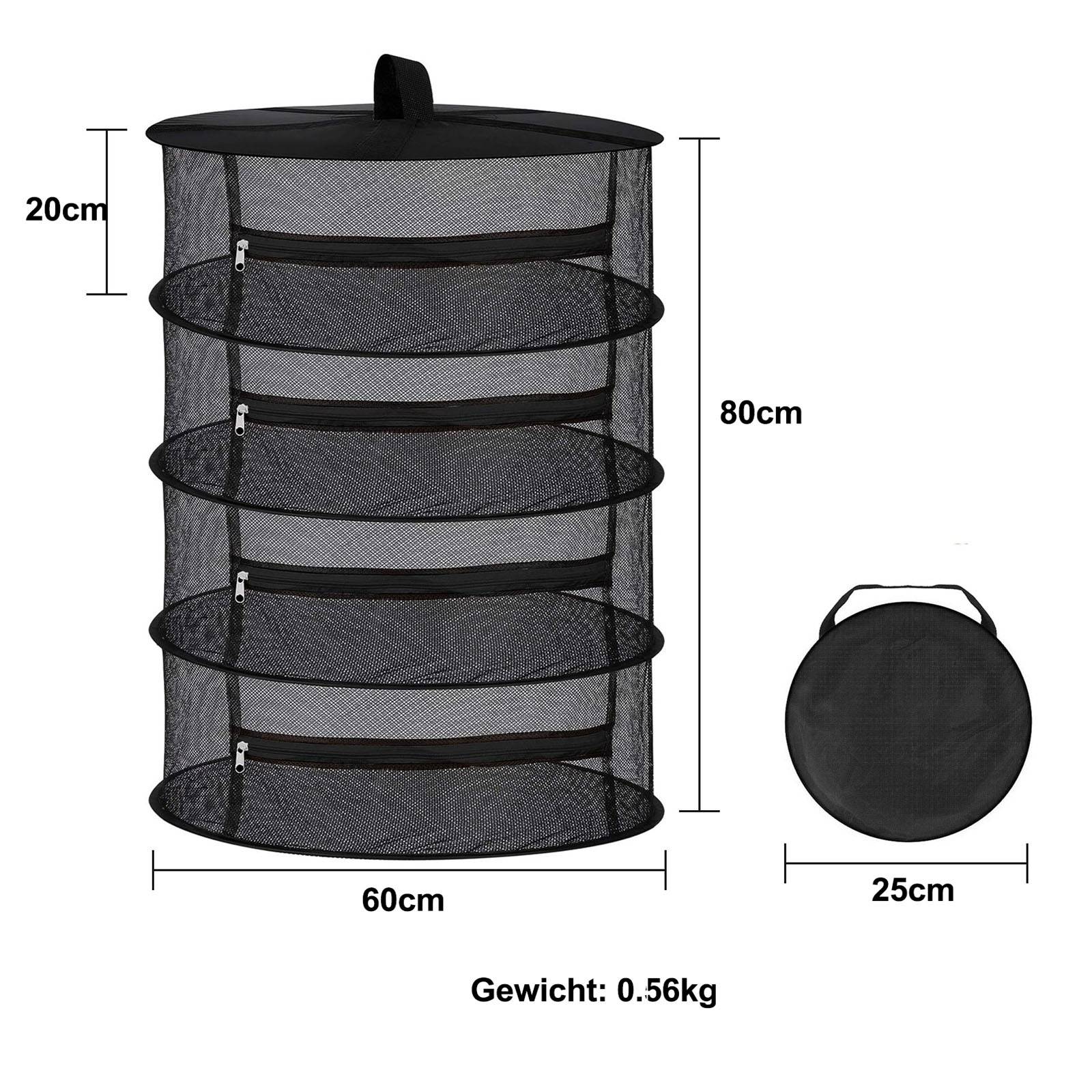 Trockennetz, faltbares Hängenetz mit 4 Ebenen für Kräuter und Kleidung, inklusive Reißverschluss