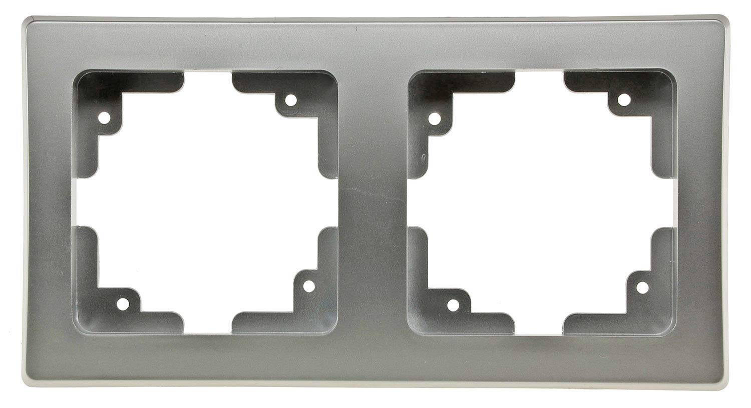 Delphi Steckdose mit Lichtschalter Kombination - 250V Schutzkontakt Steckdose mit Wechsel-Schalter 2-Fach Rahmen I Unterputz Einbau I Farbe Silber