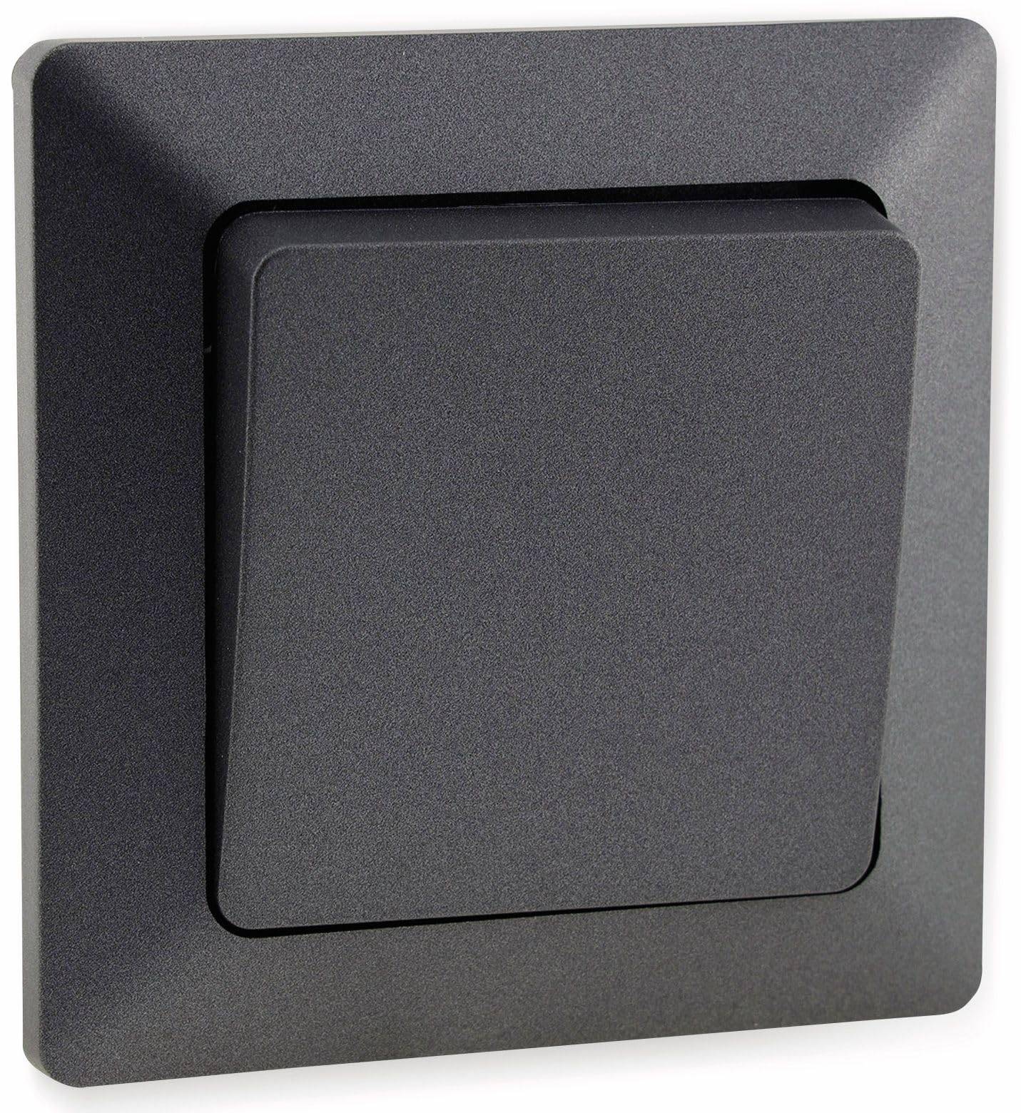 MILOS Kreuzschalter 230V / 10A inkl. Rahmen, Unterputz, Anthrazite