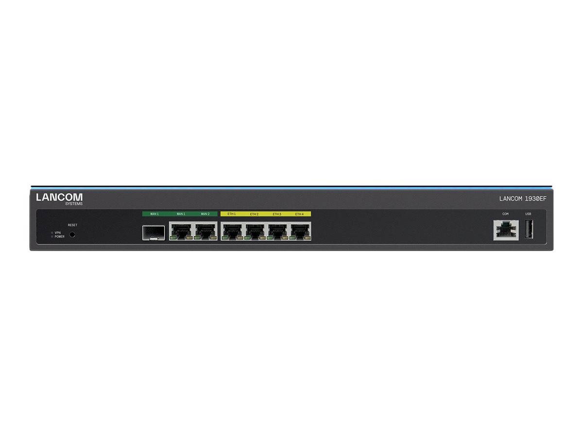 Ein Netzwerk-Switch mit mehreren Ethernet-Ports, die jeweils für unterschiedliche Verbindungen beschriftet sind.
