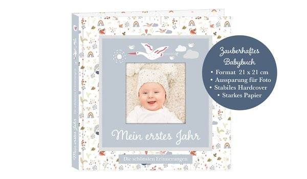 Babyalbum mit Fensterausschnitt für das 1. Lebensjahr zum Eintragen der schönste