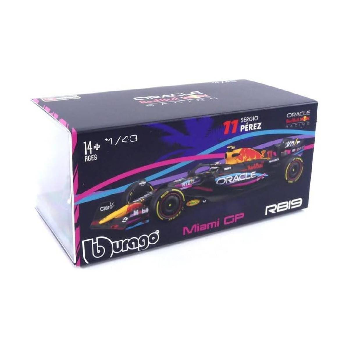 Bburago 18-38083P1 - Modellauto - F1 Red Bull RB19 '23 #11 Perez Miami GP (mit Helm, Maßstab 1:43)