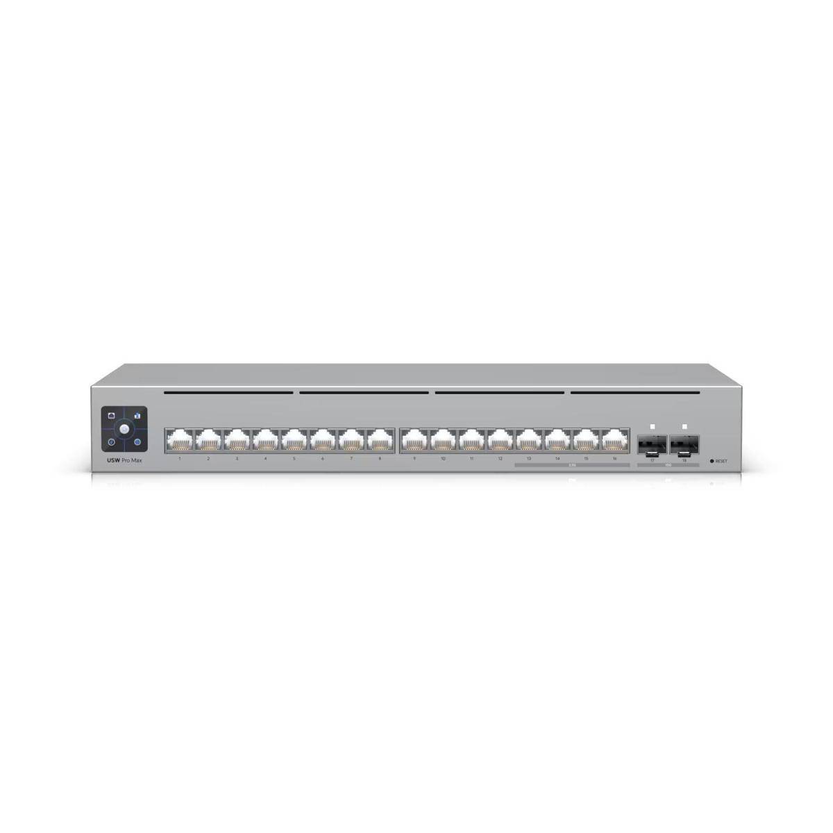 USW-PRO-MAX-16 - 16-Port UniFi L3 Switch, 12 GbE, 4×2.5 GbE, 2×10G SFP+, Etherlighting™