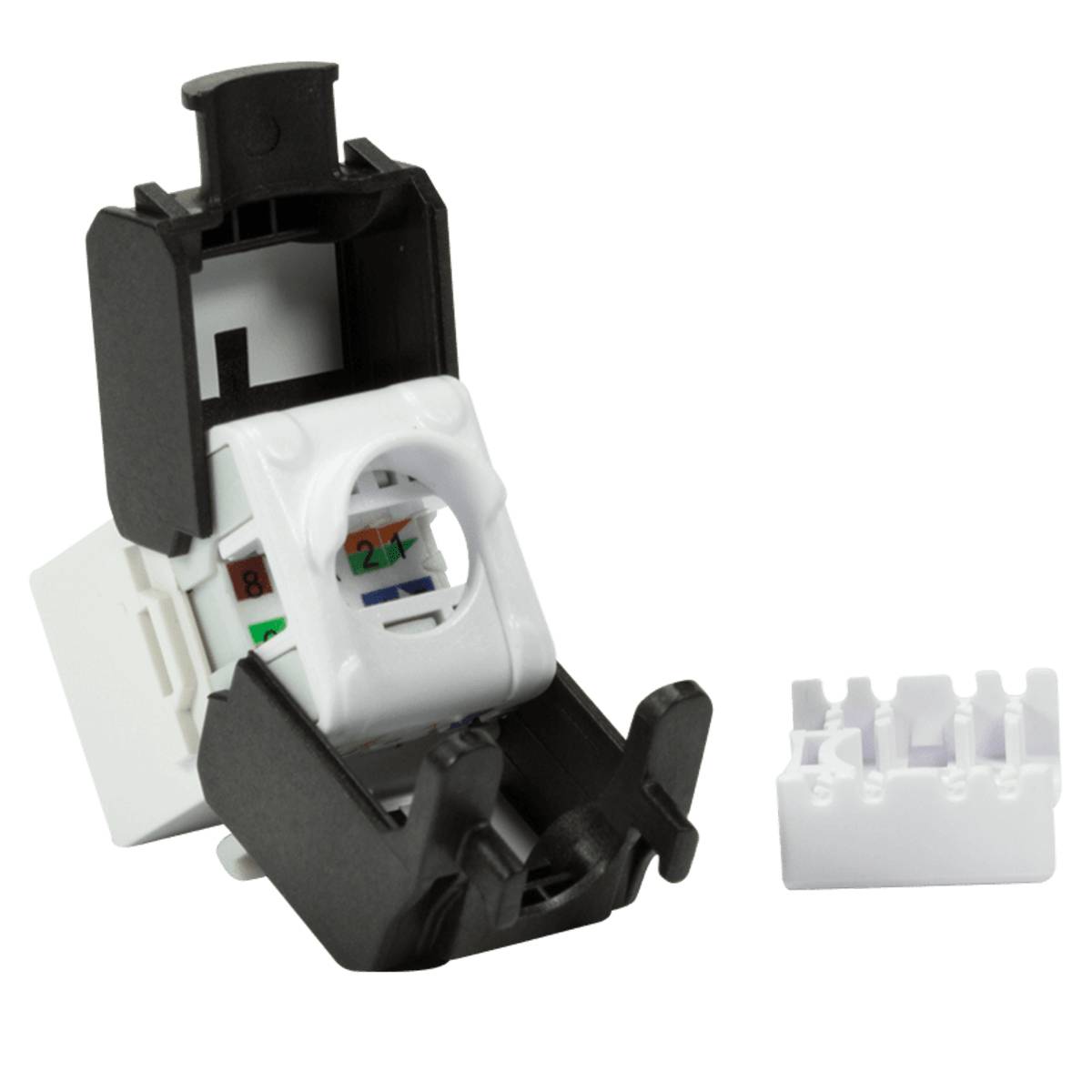 Danicom - CAT6a UTP Keystone Netzwerkstecker - Toolless - Schwarz-Weiß