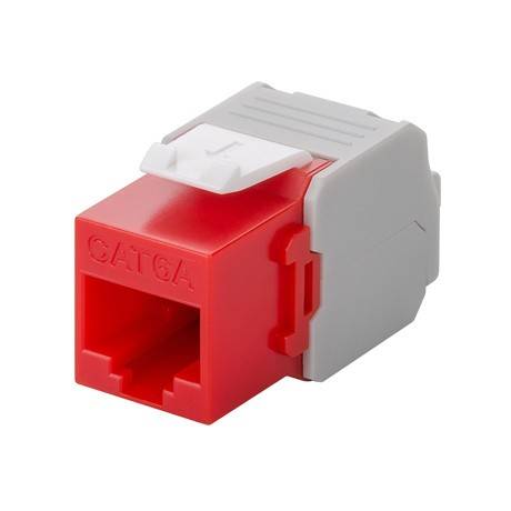 Danicom - CAT6a UTP Keystone Netzwerkstecker - Toolless - Rot