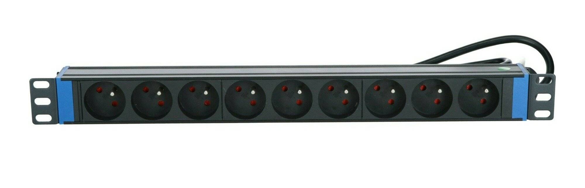 Danicom - 19” Steckdosenleiste 9-Fach mit Erdungsstift