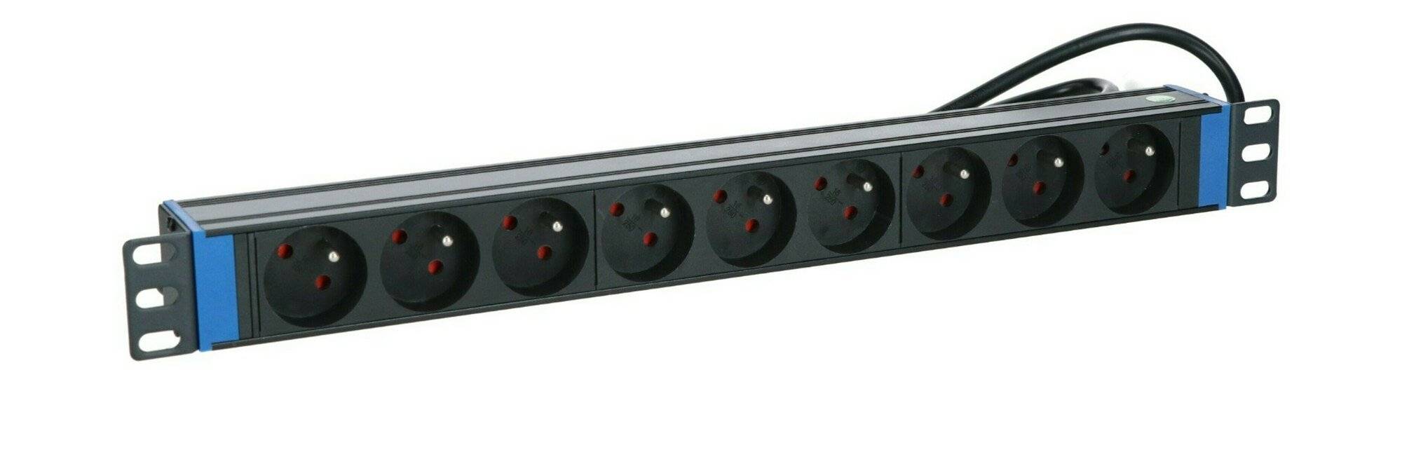 Danicom - 19” Steckdosenleiste 9-Fach mit Erdungsstift