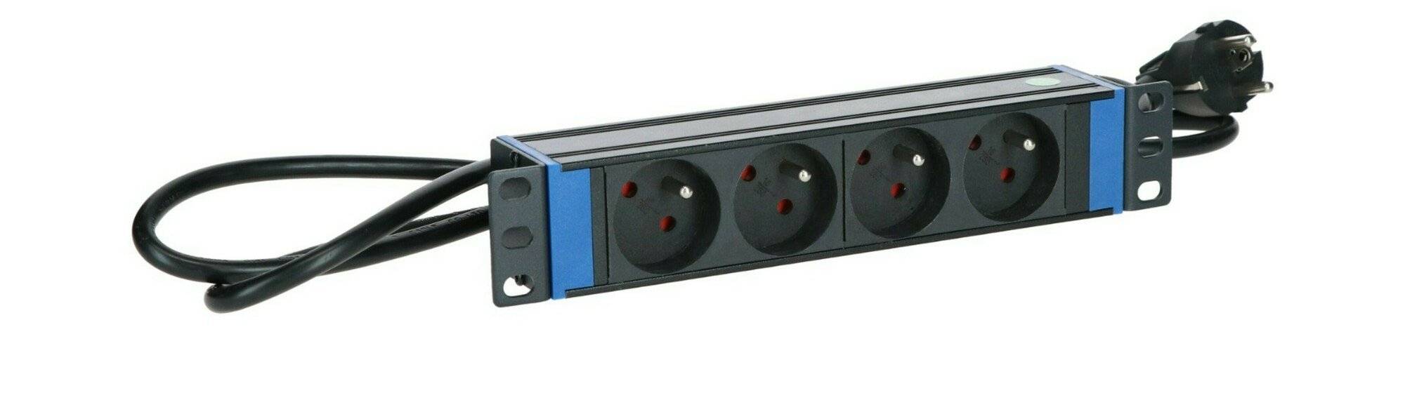 Danicom - 10” Steckdosenleiste, 4-fach mit Erdnungsstift