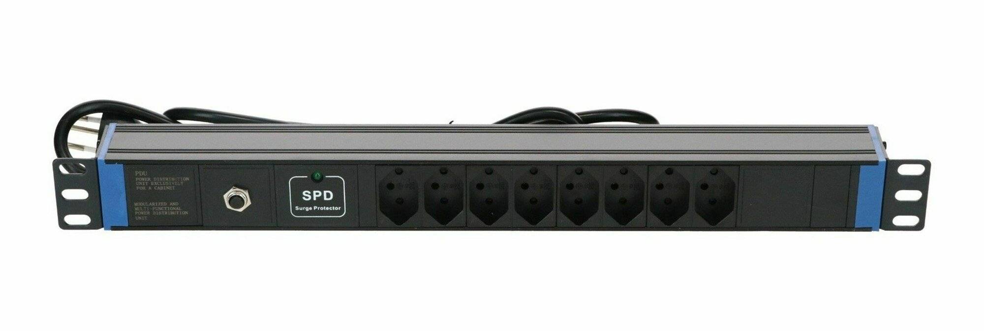 Danicom - 19" Schweizer Steckdosenleiste Surge Protection Device - 8-fach