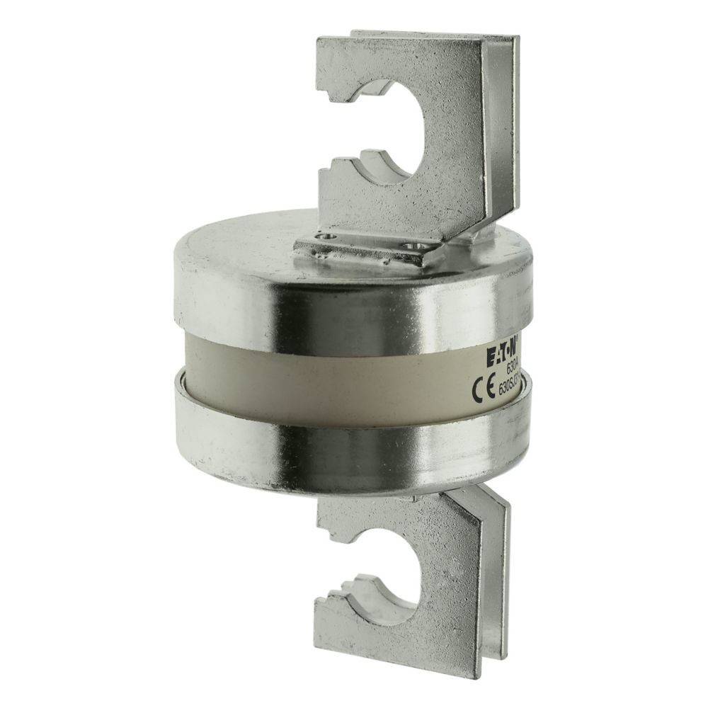 Ein silberner und weißer zylindrischer elektrischer Bauteil mit zwei Metallhalterungen, die oben und unten zum Befestigen angebracht sind.