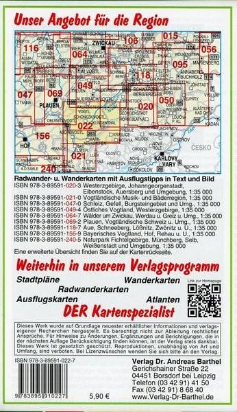 Wander-, Ski- und Radwanderkarte Vogtländische Musikregion mit Stadtplan Klingenthal 1 : 35 000
