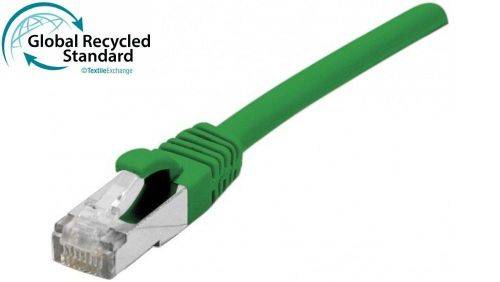 Patchkabel Cat. 6A, S/FTP (PiMF), TPE, halogenfrei, GRS-zertifiziert, mit Rastnasenschutz, grün, 1,5