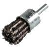 Ein zylindrisches Metallbürsten-Aufsatzstück für einen Elektroschrauber, verwendet zum Reinigen oder Polieren von Oberflächen.