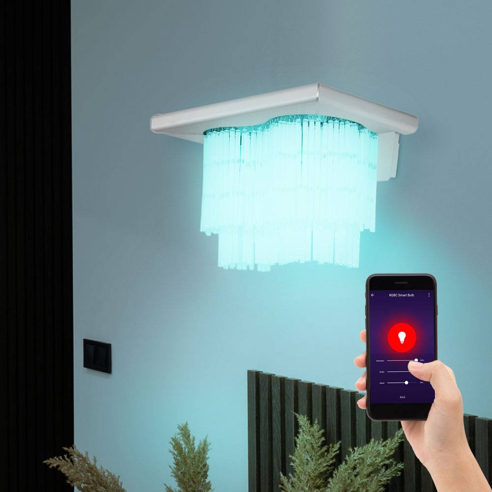 LED Wandlampe dimmbar Flurlampe Wandleuchte Wohnzimmerlampe Glasstäbe satiniert, RGB Farbwechsel App-Steuerung, Aluminium, 2x 8,5W 806lm warmweiß-k