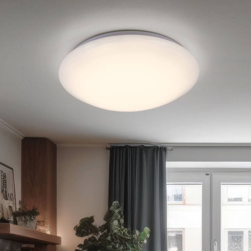Deckenlampe LED Deckenleuchte Wohnzimmerlampe weiß rund, Metall Acryl, 16W 880lm warmweiß, DxH 34,5x9 cm