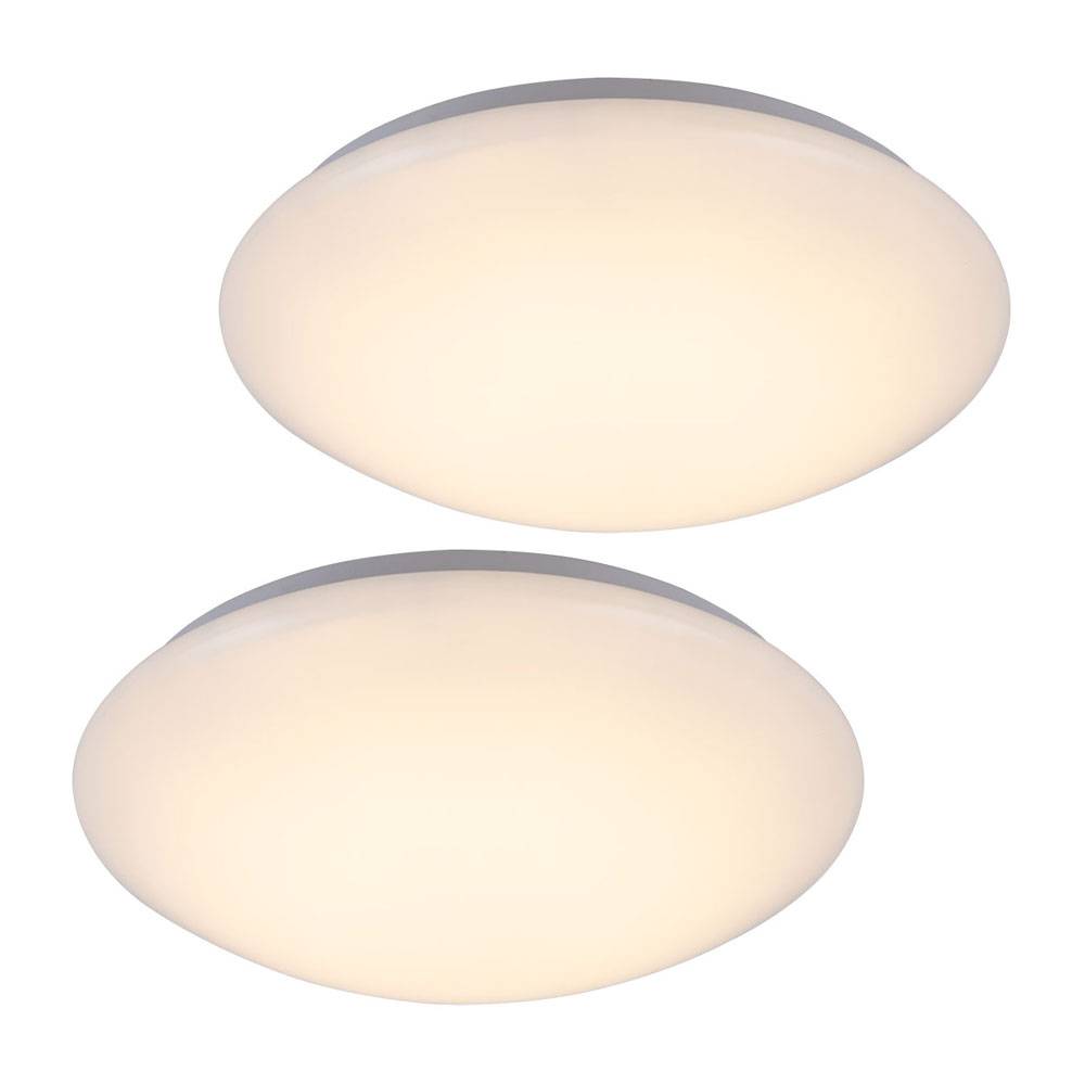 Deckenlampe LED Deckenleuchte Wohnzimmerlampe weiß rund, Metall Acryl, 16W 880lm warmweiß, DxH 34,5x9 cm, 2er Set