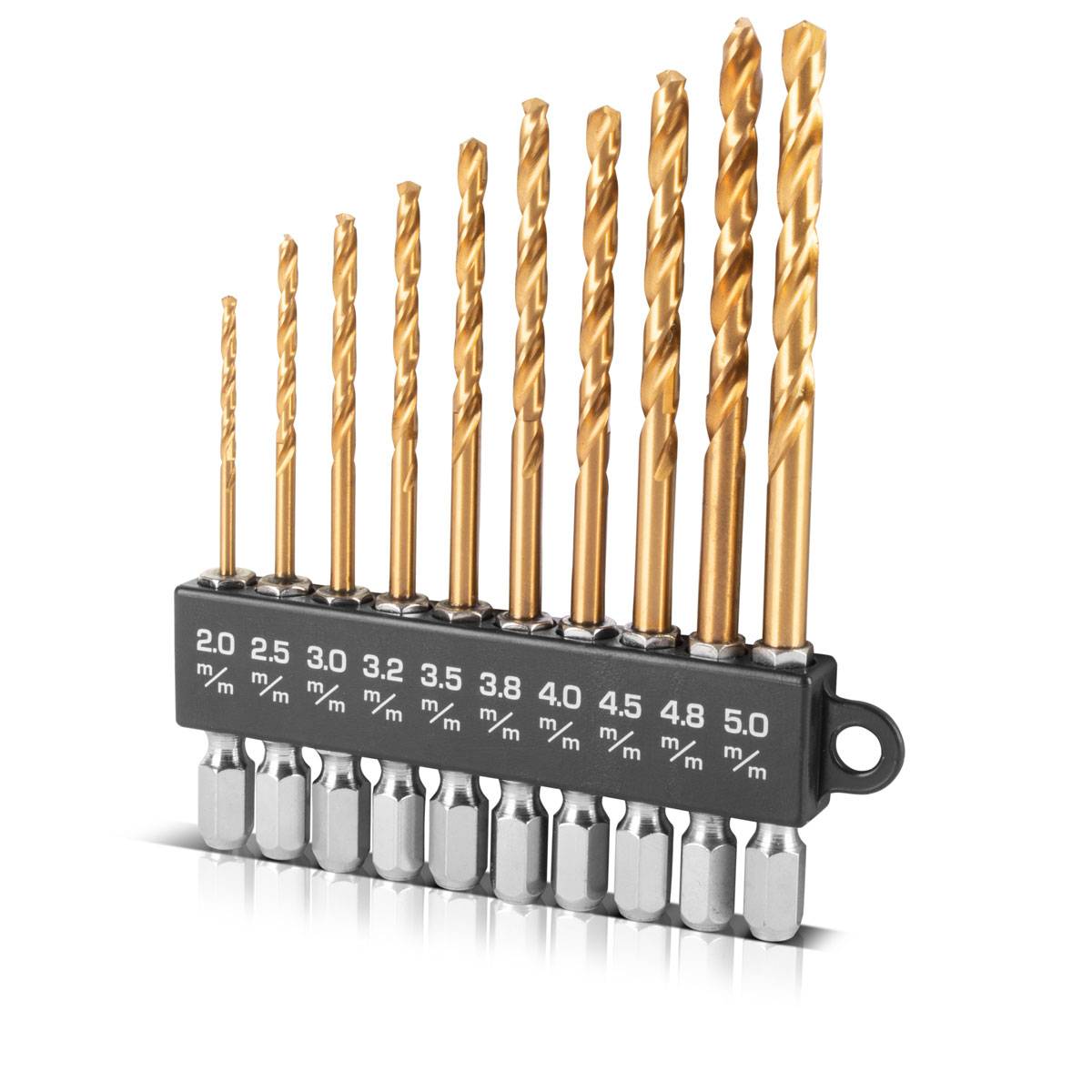 STAHLWERK Universal Spiralbohrer Set 2-5 mm mit Sechskant-Schaft 10-teilig