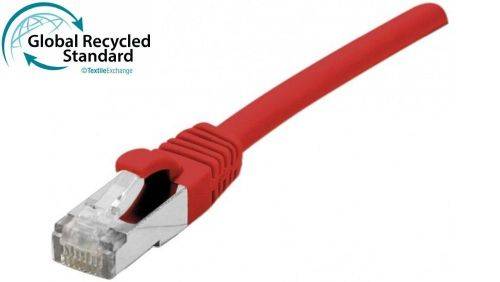 Patchkabel Cat. 6A, S/FTP (PiMF), TPE, halogenfrei, GRS-zertifiziert, mit Rastnasenschutz, rot, 1,5