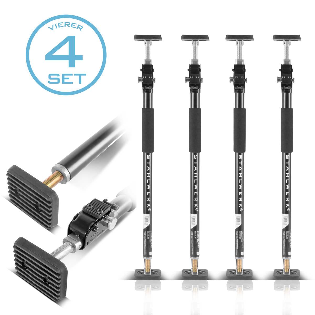 STAHLWERK Montagestütze | Baustütze MH-115 ST 4er Set 66-115 cm, 40 kg Tragkraft