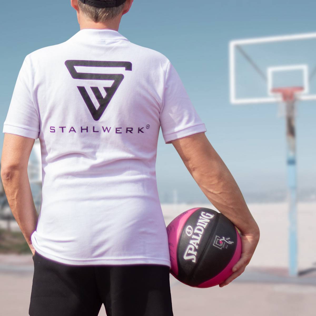 STAHLWERK Polo-Shirt Größe XXL Weiß Kurzarm Polo-Hemd Logo-Print 100% Baumwolle