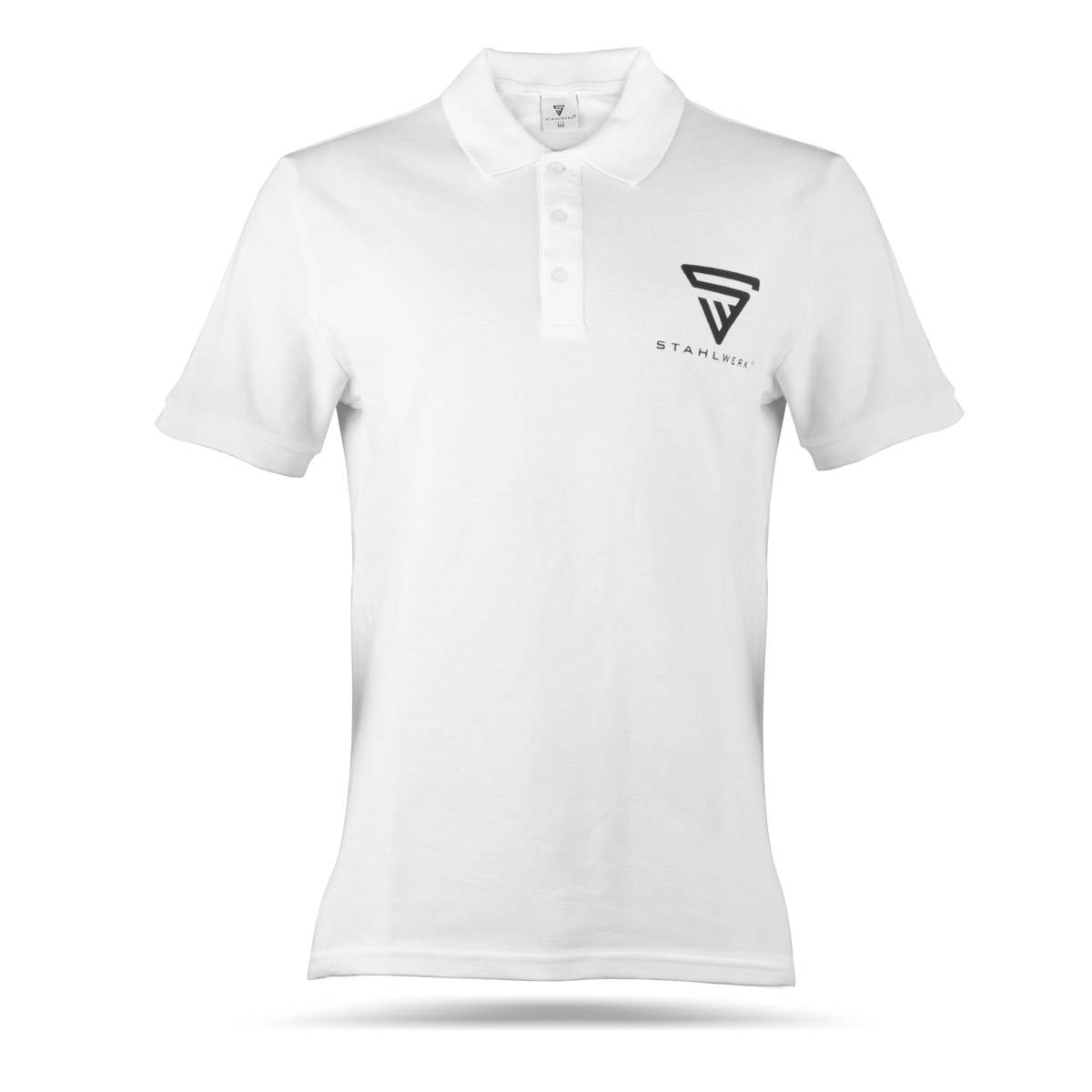 STAHLWERK Polo-Shirt Größe XXL Weiß Kurzarm Polo-Hemd Logo-Print 100% Baumwolle