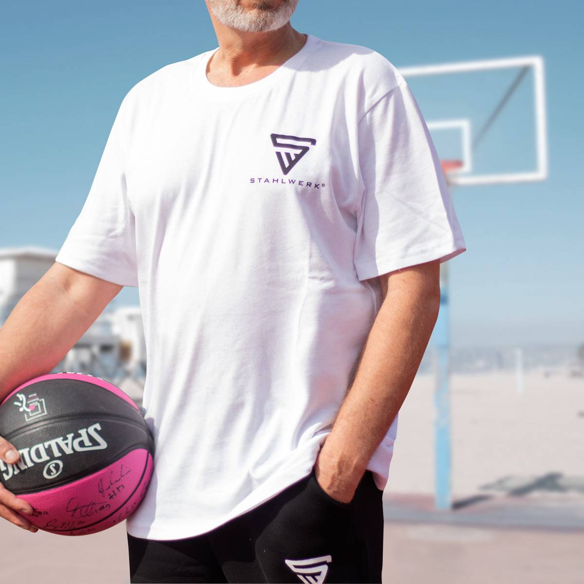 STAHLWERK T-Shirt Weiß Größe XL Kurzarm-Hemd mit Logo-Print aus 100% Baumwolle