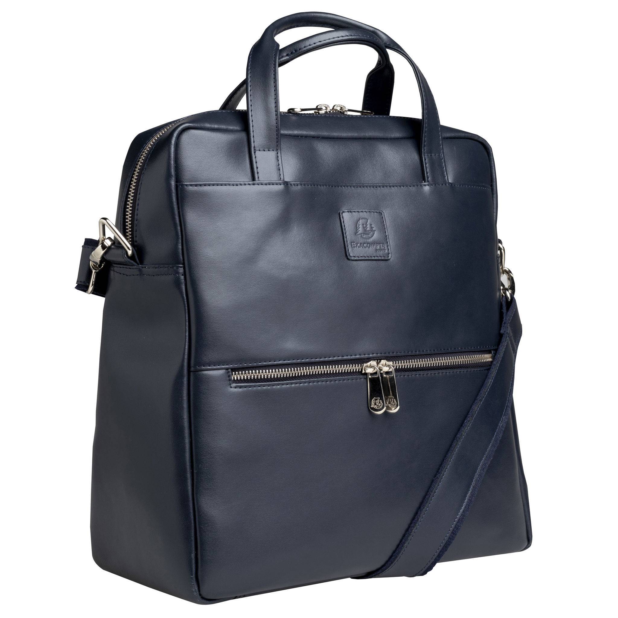 Exacompta Laptoprucksack Lady Exactive, Leder, 33x35x16 cm - Marineblau - 17237E