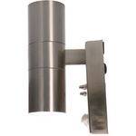 proventa Außenwandleuchte mit Bewegungsmelder Edelstahl 2x GU10 IP44