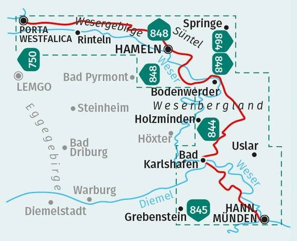 KOMPASS Wanderkarte 819 Weserbergland-Weg 1:50.000