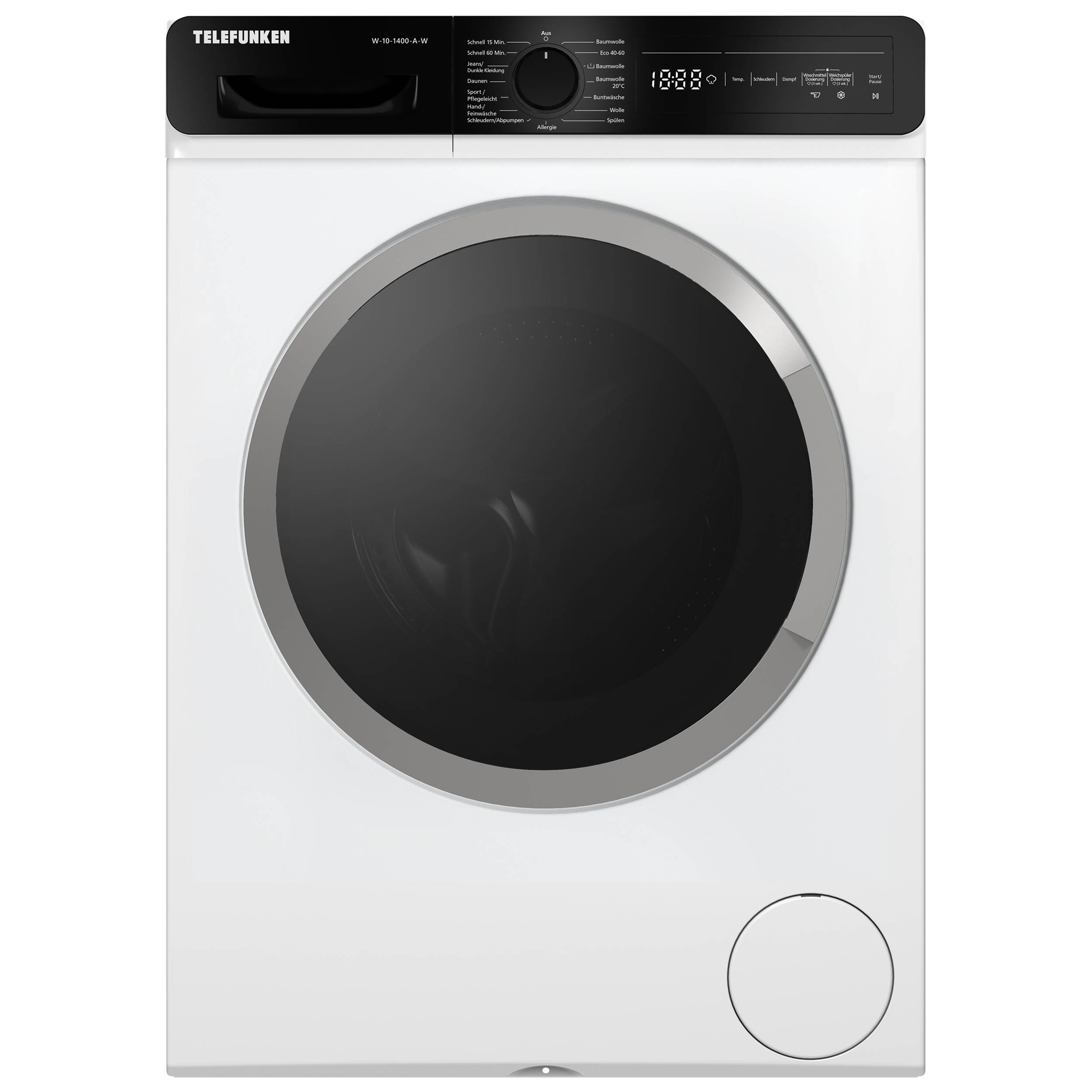 Telefunken Waschmaschine 10kg | 1400 U/Min. | Dampffunktion | Auto-Dosierung | Inverter Motor | AquaStop | W-10-1400-A-W