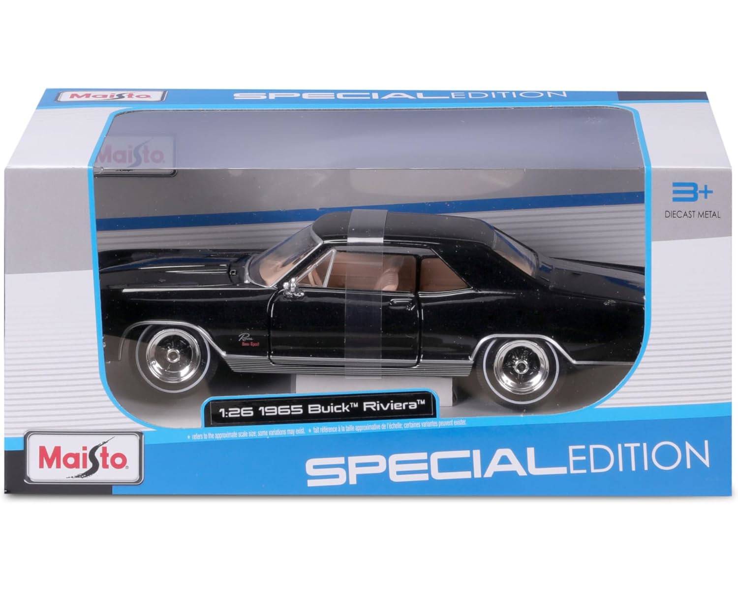 Maisto 31214 - Modellauto - Buick Riviera (schwarz, Maßstab 1:24) Modell Auto Spielzeugauto
