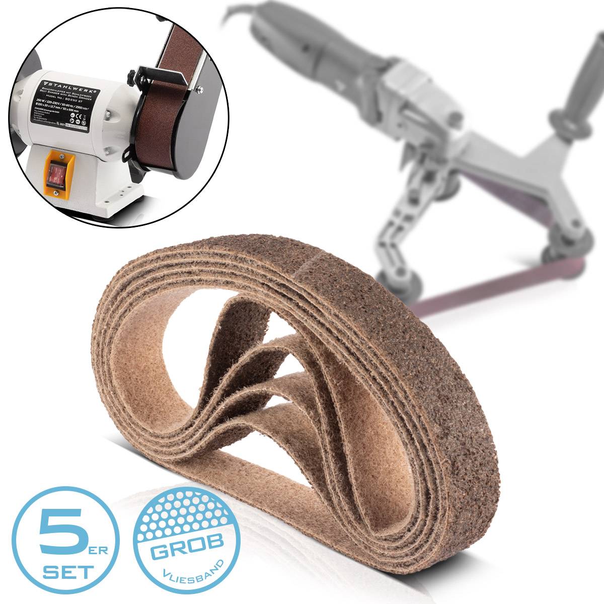 STAHLWERK Schleifvlies 5er Set grobe Körnung 40 x 760 mm