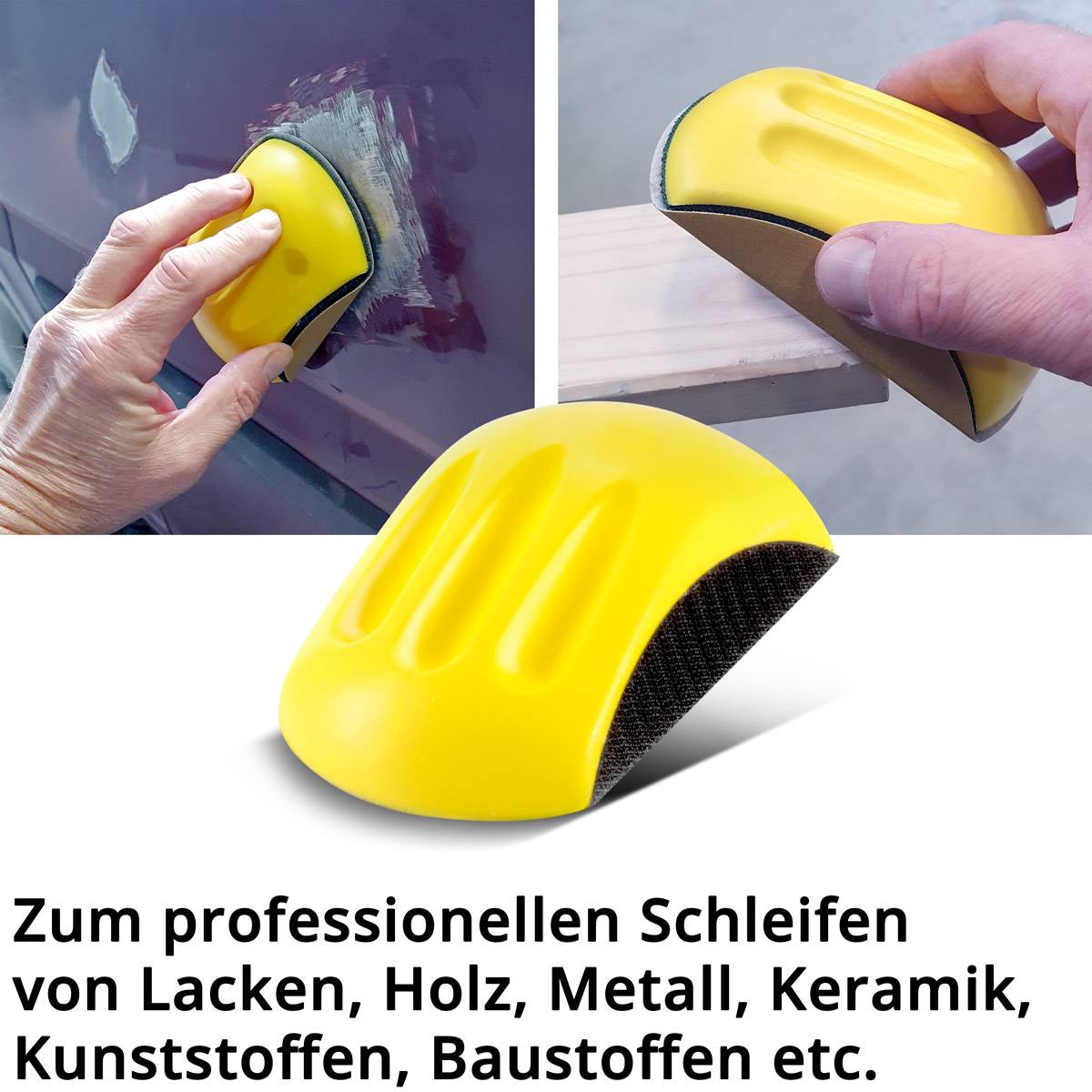 STAHLWERK Handschleifblock 2er Set aus PU-Schaumstoff mit Klett-Schleifmittel