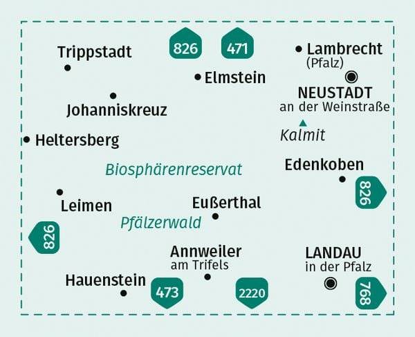 KOMPASS Wanderkarte 472 Pfälzerwald Mitte 1:25.000