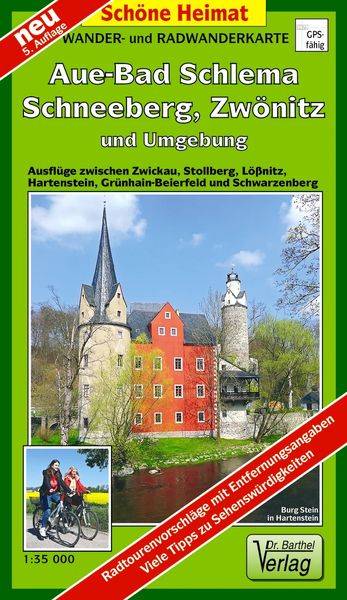 Radwander- und Wanderkarte Aue-Bad Schlema, Schneeberg, Zwönitz und Umgebung 1 : 35 000
