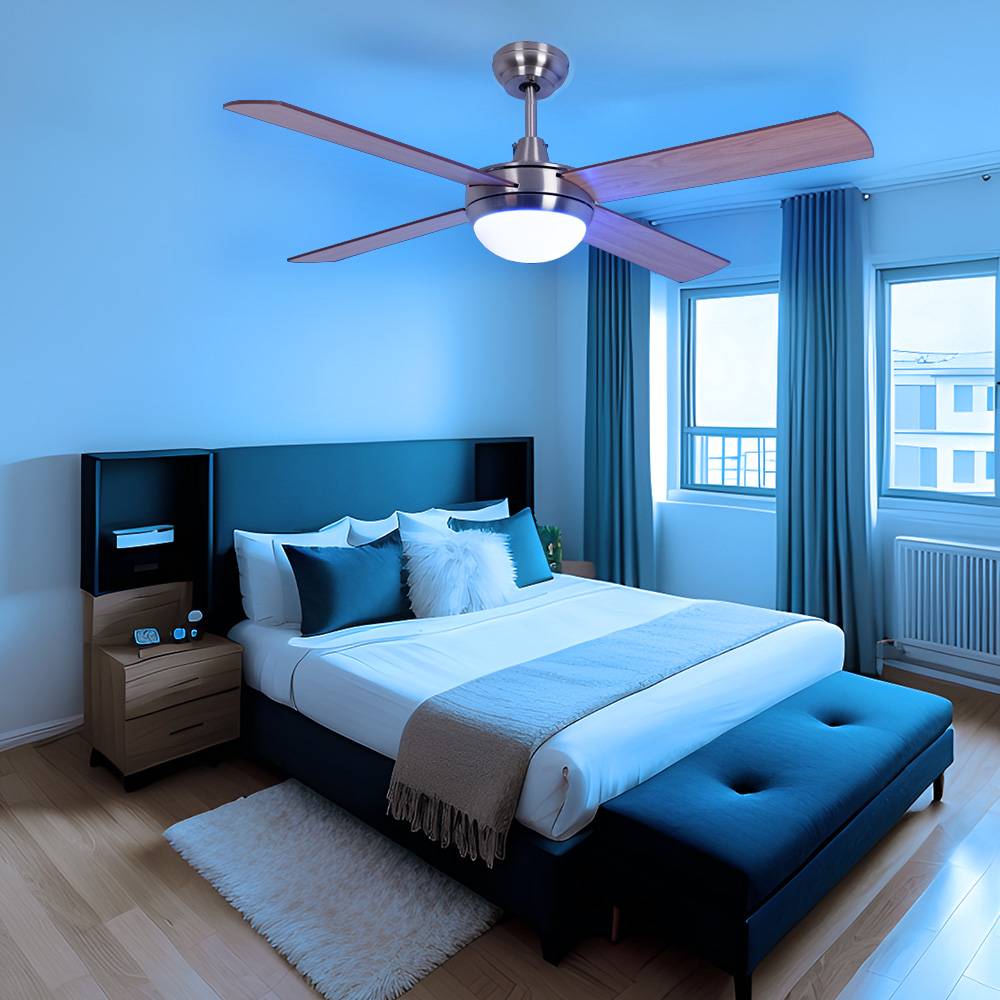 Deckenventilator mit Fernbedienung LED Deckenlampe dimmbar Wohnzimmerlampe, App-Steuerung RGB Farbwechsel, 3 Stufen, Vor-Rücklauf, wendbare Flügel