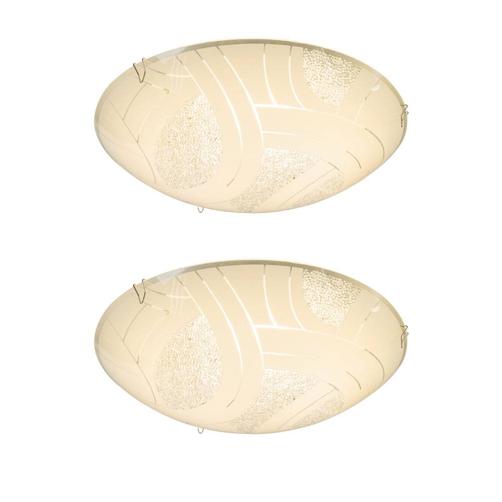 Deckenleuchte Glasschirm Deckenlampe 1-Flammig Kristalle Wohnzimmer Beleuchtung 1-flammig satiniert, Metall chrom, 1x LED 8 Watt 640 lm, DxH 25x8