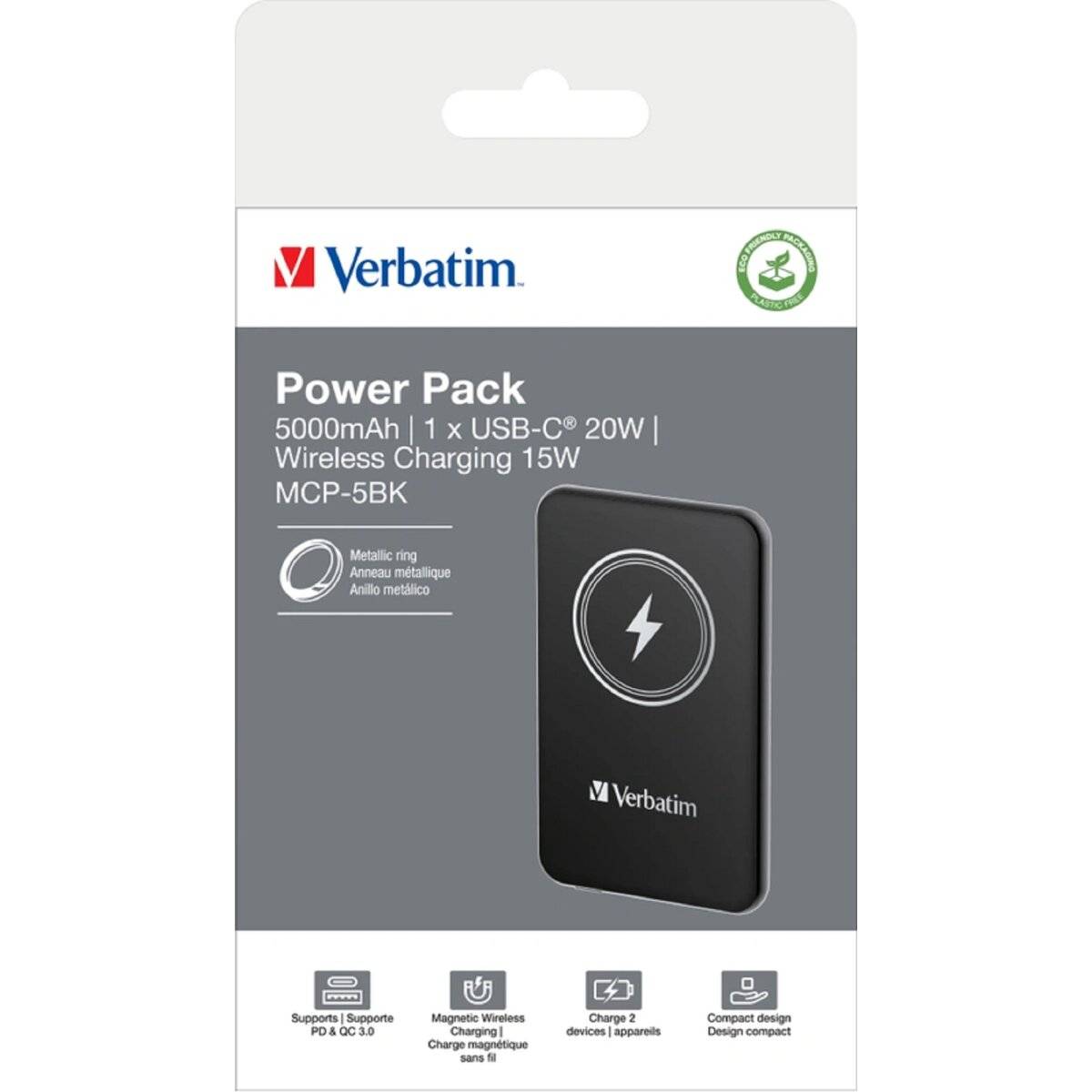 Verbatim Powerbank Magnetic Akku Ladegerät 5.000mAh Schwarz