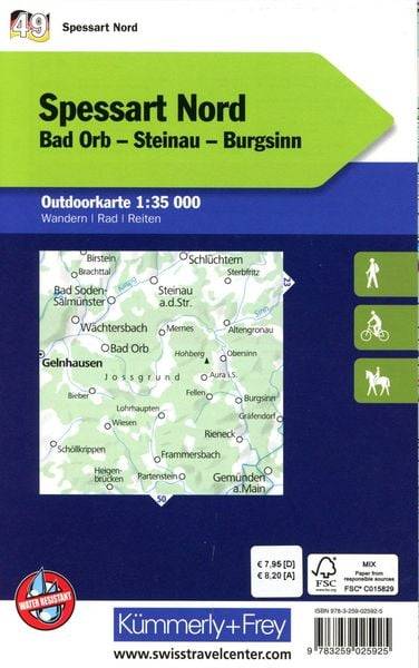 Spessart Nord Bad Orb, Steinau, Burgsinn Nr. 49 Outdoorkarte Deutschland 1:35 000
