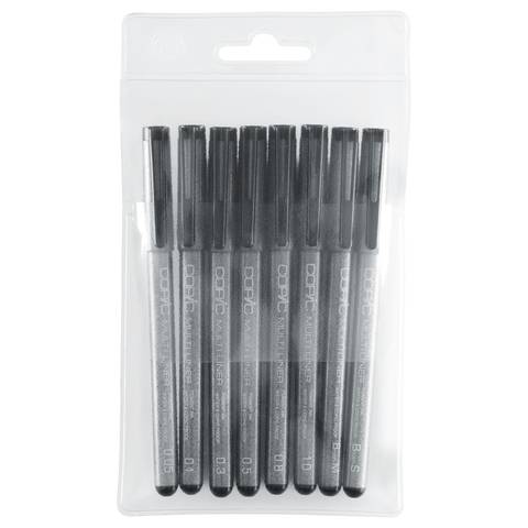 Copic Multiliner Set schwarz, 8 Stk.
