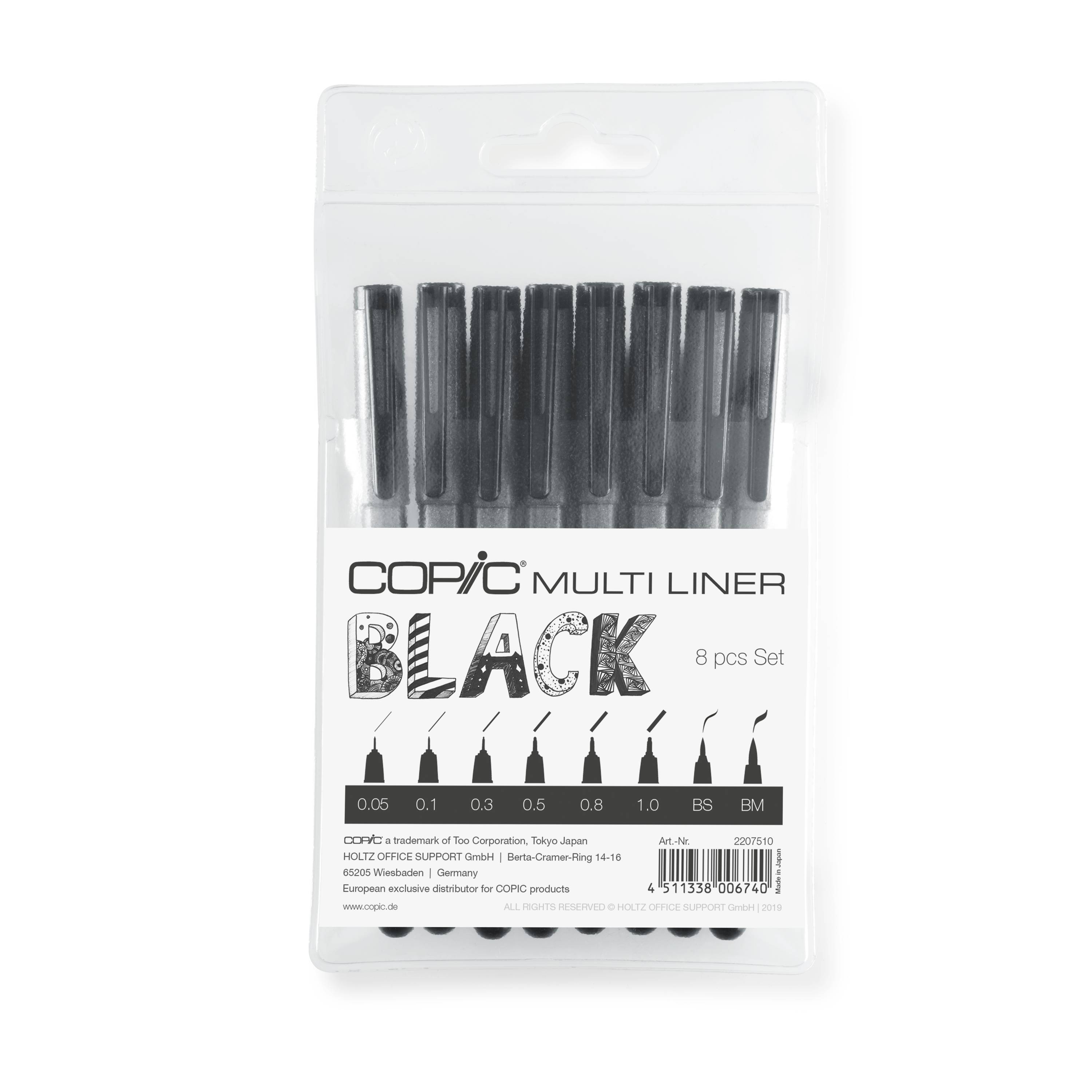 Copic Multiliner Set schwarz, 8 Stk.