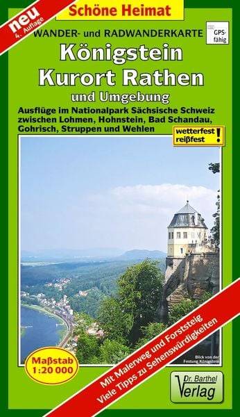 Radwander- und Wanderkarte Königstein, Kurort Rathen und Umgebung 1 : 20 000
