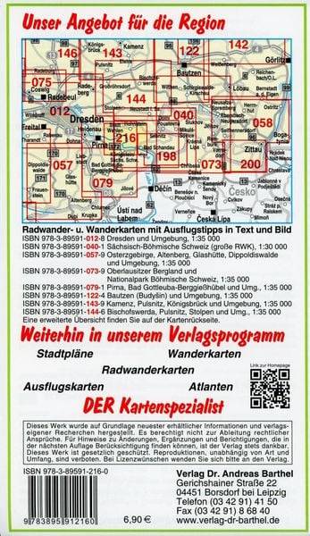 Radwander- und Wanderkarte Königstein, Kurort Rathen und Umgebung 1 : 20 000