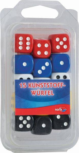 15 Kunststoff-Augenwürfel bunt