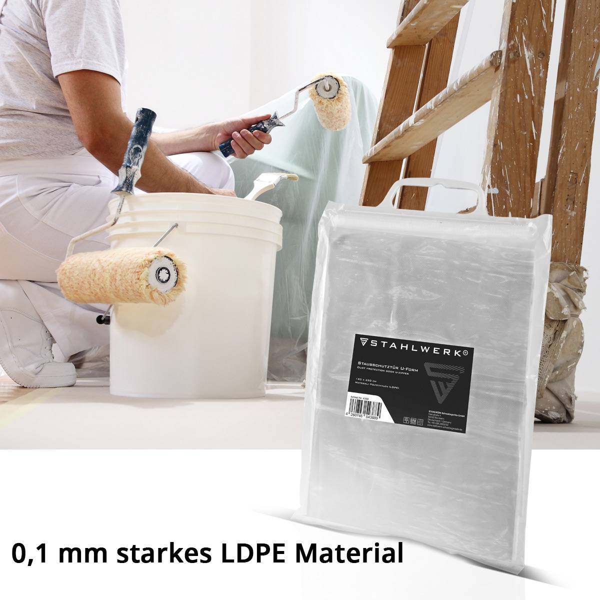 STAHLWERK Staubschutztür 3er Set U-Form Staubtür Schmutzschleuse Staubvorhang