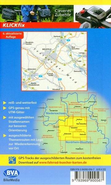 Radwanderkarte BVA Radwandern in Bielefeld und Umgebung 1:50.000, reiß- und wetterfest, GPS-Tracks Download