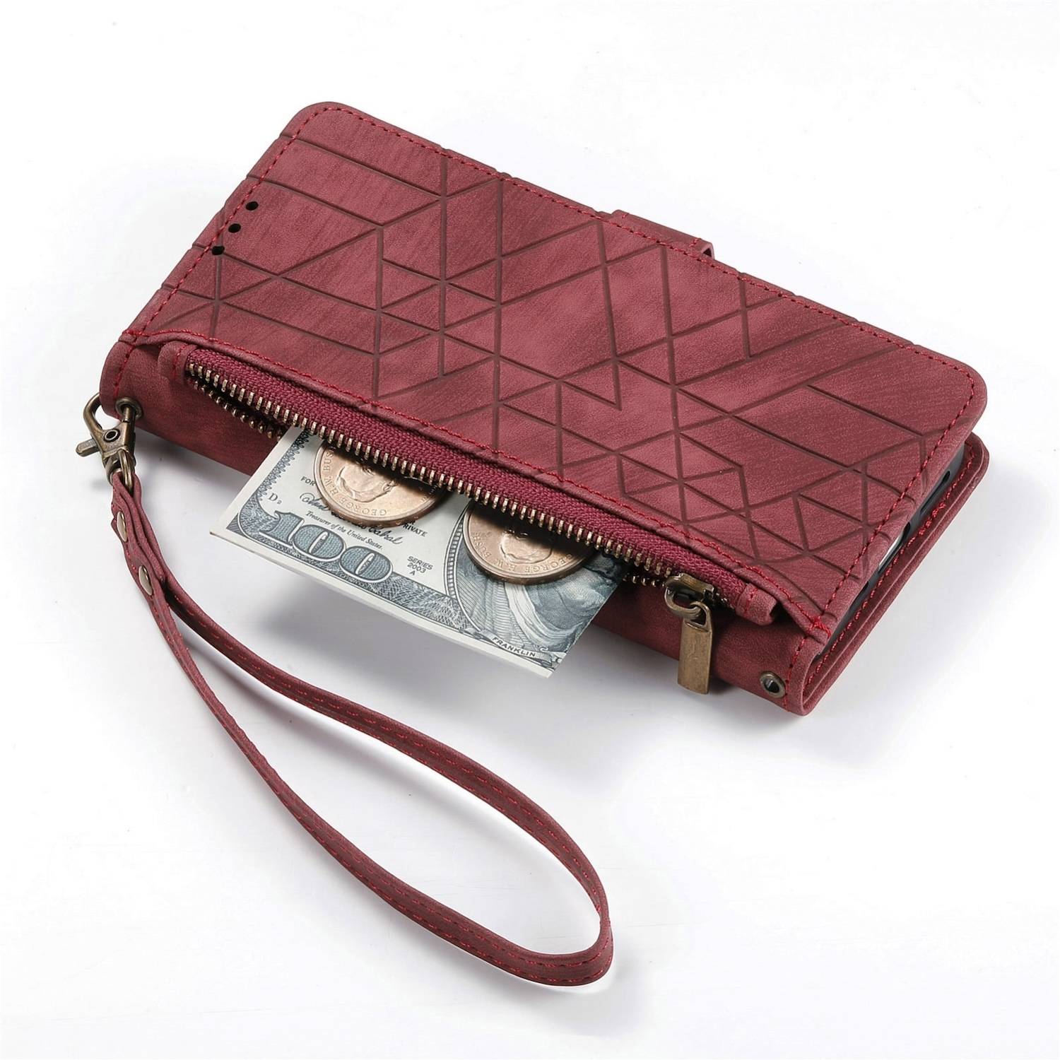 Für ZTE Blade A73 4G Kunstleder Zipper Wallet Tasche mit Schlaufe Schutz Hülle Case Cover Braun