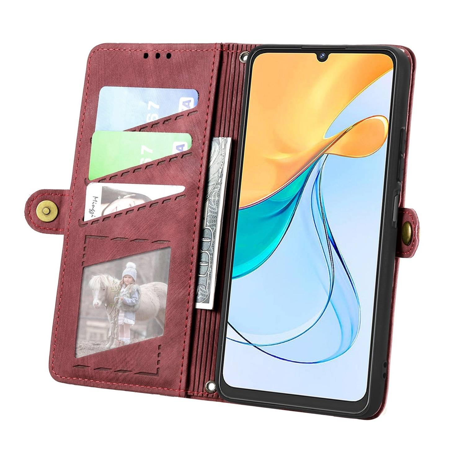 Für ZTE Blade A73 4G Kunstleder Zipper Wallet Tasche mit Schlaufe Schutz Hülle Case Cover Braun